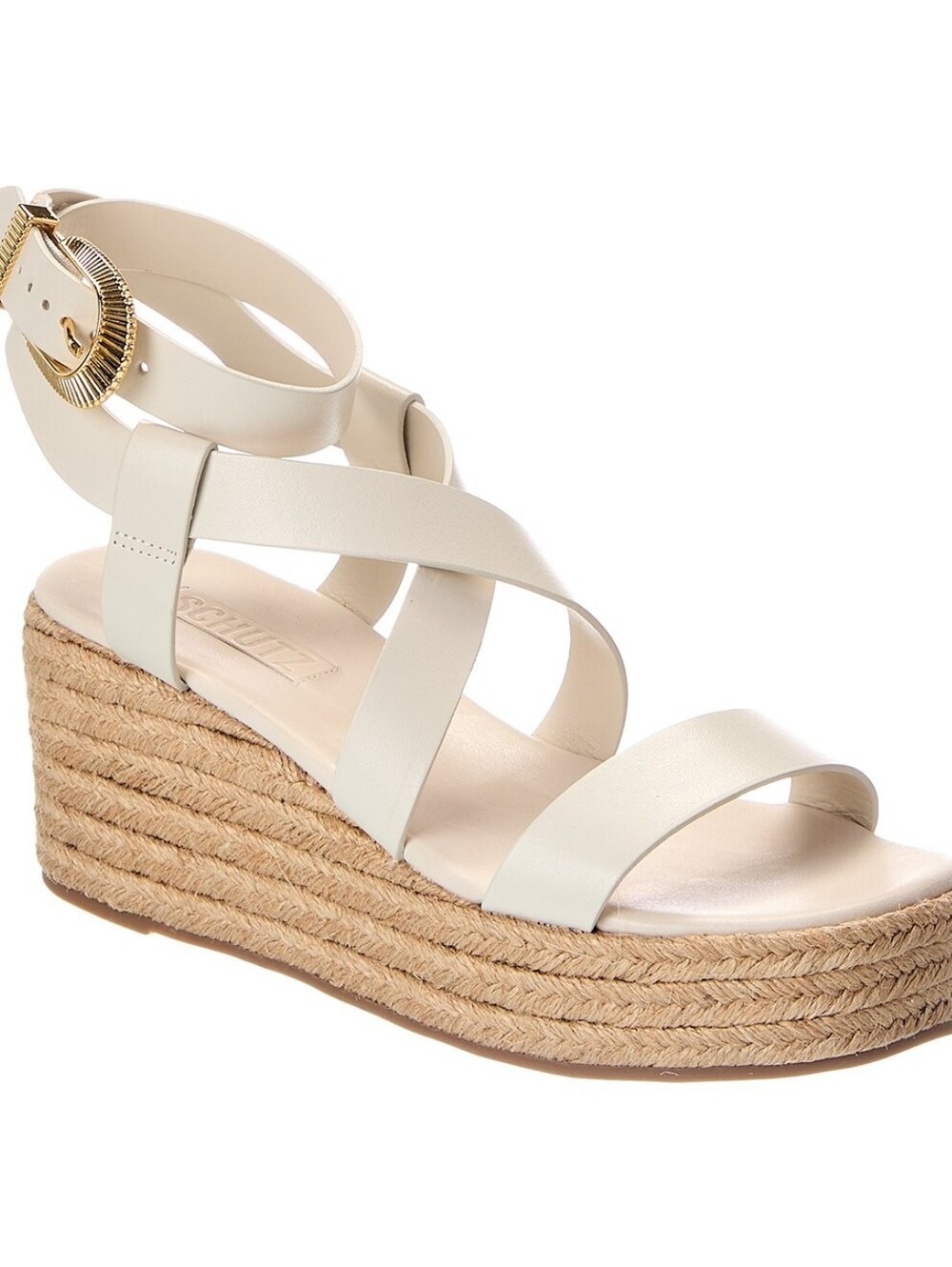 Schutz SCHUTZHarper Leather Flatform Sandal-Cream Size 8 New